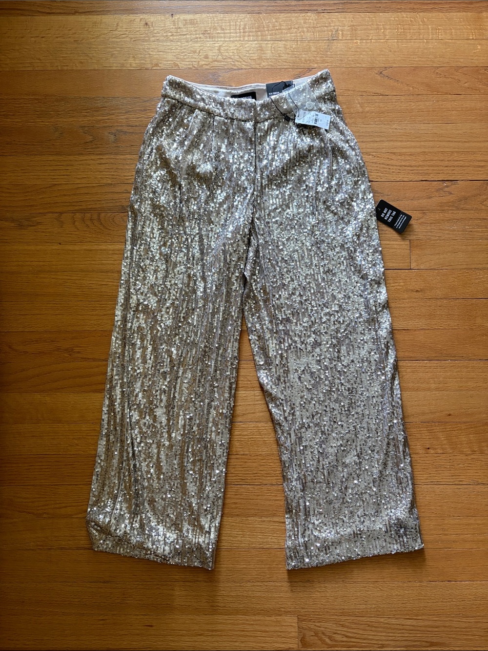 NWT express silver sequin wide leg pants